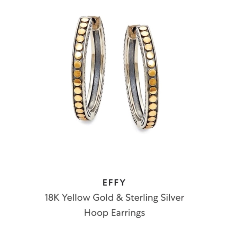 EFFY 18k Yellow Gold and Sterling Silver Med size Hoop Earrings